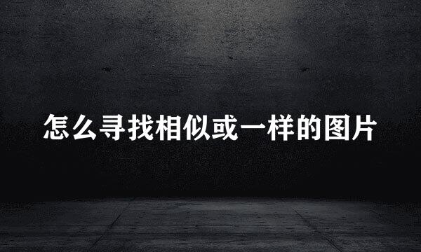 怎么寻找相似或一样的图片