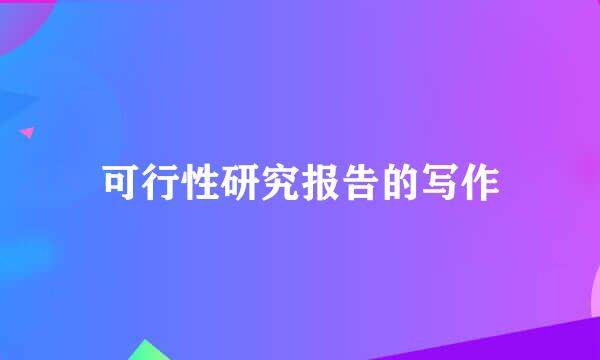 可行性研究报告的写作