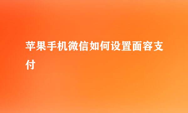 苹果手机微信如何设置面容支付