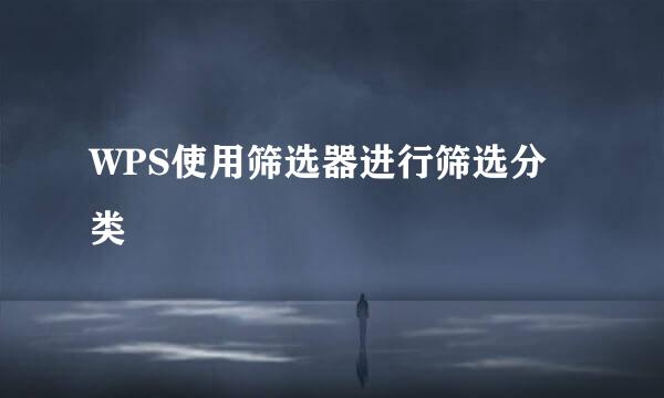 WPS使用筛选器进行筛选分类