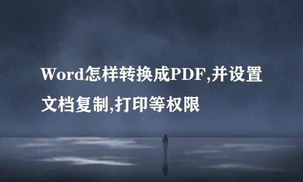 Word怎样转换成PDF,并设置文档复制,打印等权限