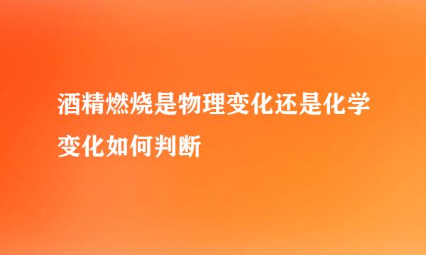 酒精燃烧是物理变化还是化学变化如何判断