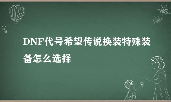 DNF代号希望传说换装特殊装备怎么选择