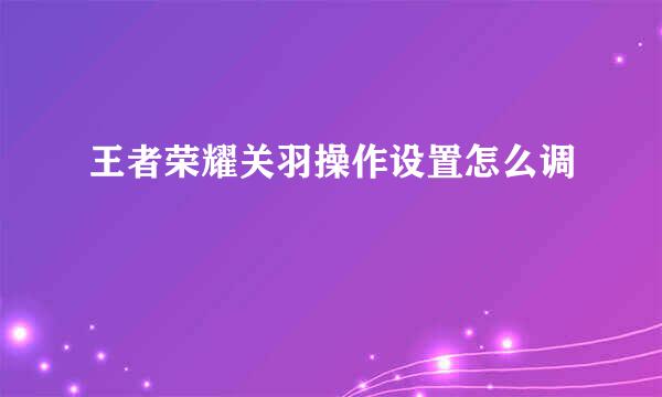 王者荣耀关羽操作设置怎么调