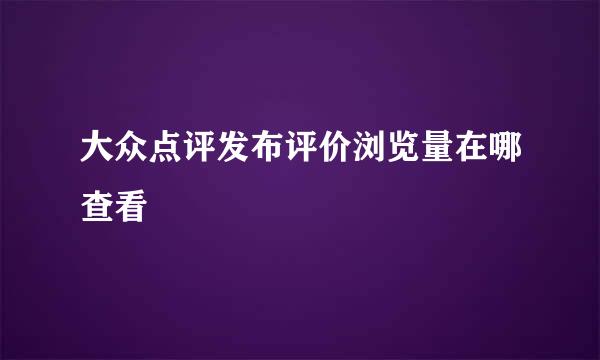大众点评发布评价浏览量在哪查看