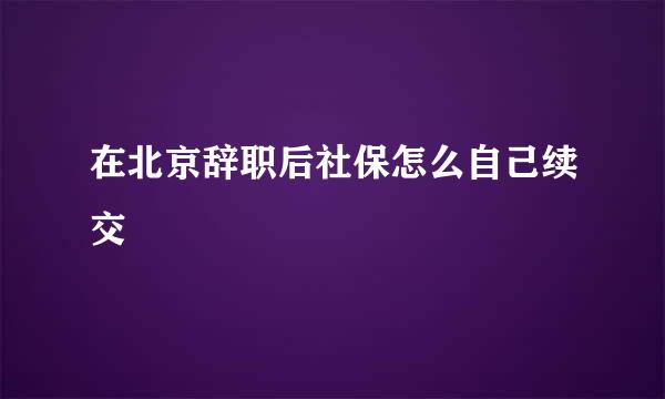 在北京辞职后社保怎么自己续交