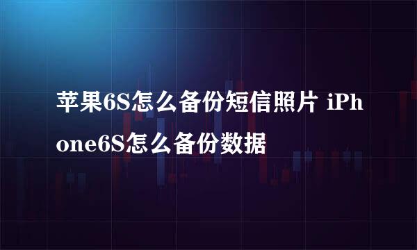 苹果6S怎么备份短信照片 iPhone6S怎么备份数据