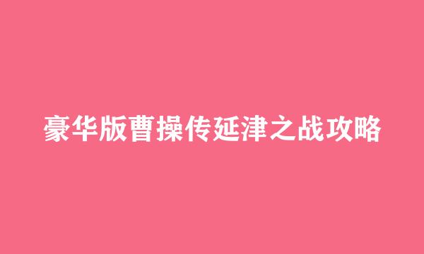 豪华版曹操传延津之战攻略