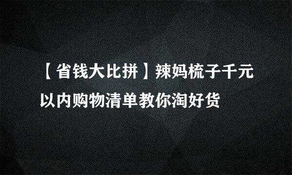 【省钱大比拼】辣妈梳子千元以内购物清单教你淘好货