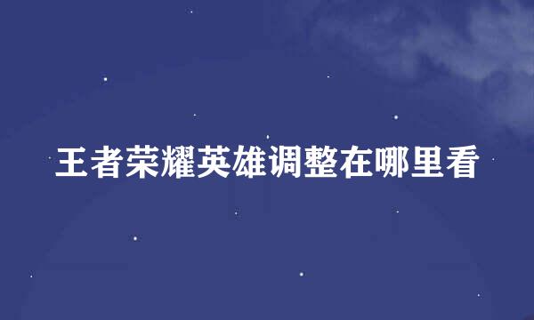 王者荣耀英雄调整在哪里看