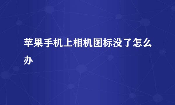 苹果手机上相机图标没了怎么办