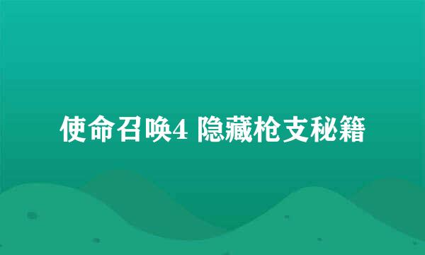 使命召唤4 隐藏枪支秘籍