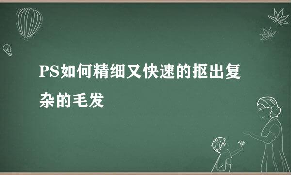 PS如何精细又快速的抠出复杂的毛发