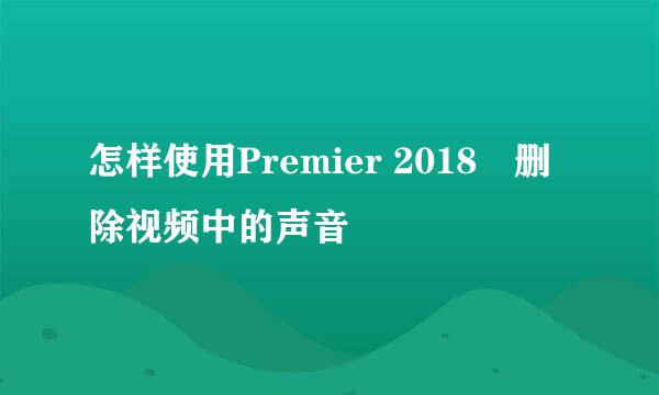 怎样使用Premier 2018 删除视频中的声音