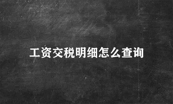 工资交税明细怎么查询