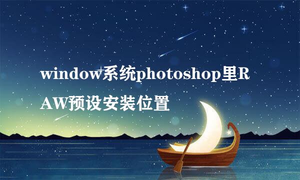 window系统photoshop里RAW预设安装位置