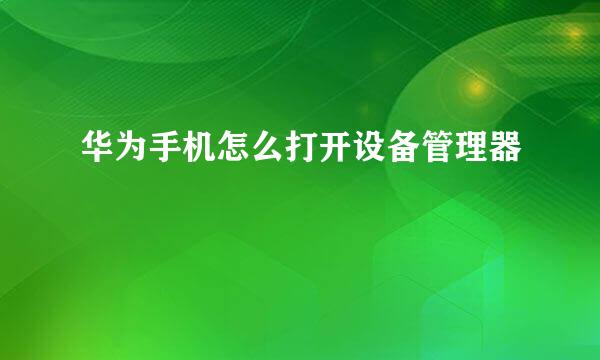华为手机怎么打开设备管理器