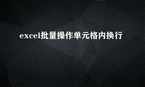 excel批量操作单元格内换行