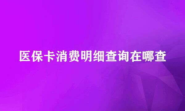 医保卡消费明细查询在哪查