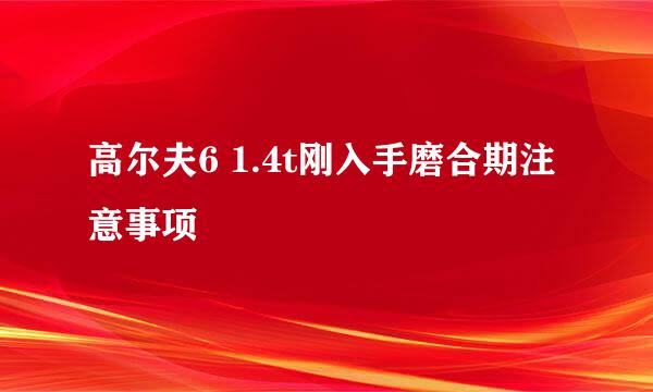 高尔夫6 1.4t刚入手磨合期注意事项