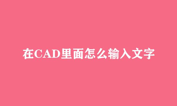 在CAD里面怎么输入文字