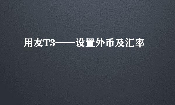 用友T3——设置外币及汇率
