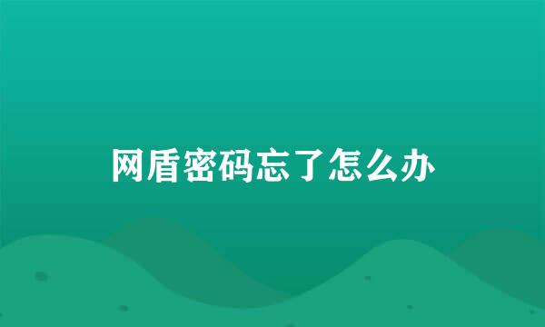 网盾密码忘了怎么办