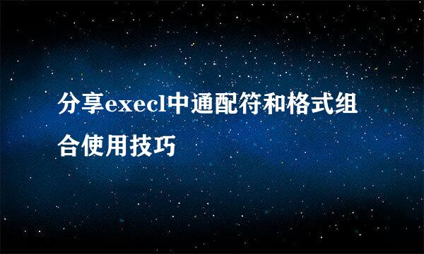 分享execl中通配符和格式组合使用技巧