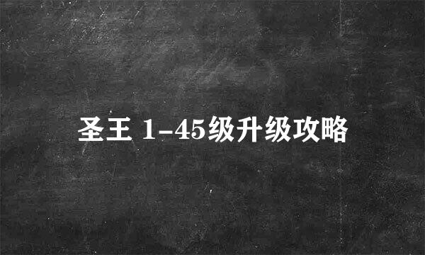 圣王 1-45级升级攻略
