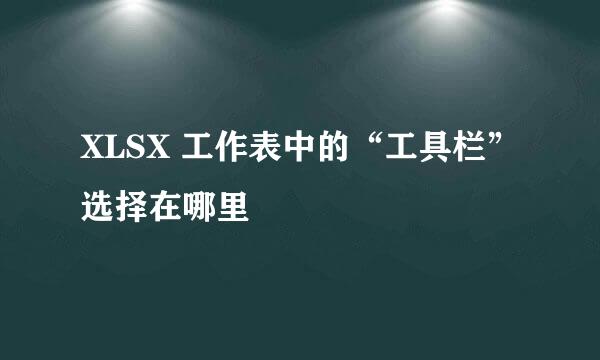 XLSX 工作表中的“工具栏”选择在哪里