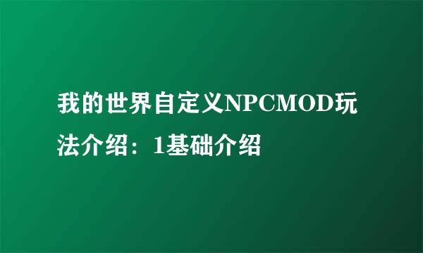 我的世界自定义NPCMOD玩法介绍：1基础介绍