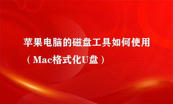 苹果电脑的磁盘工具如何使用（Mac格式化U盘）