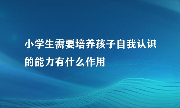 小学生需要培养孩子自我认识的能力有什么作用