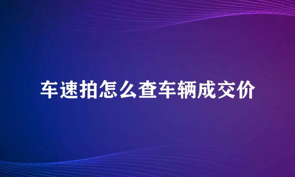 车速拍怎么查车辆成交价