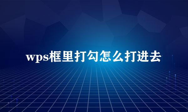 wps框里打勾怎么打进去