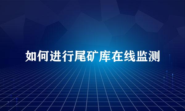 如何进行尾矿库在线监测