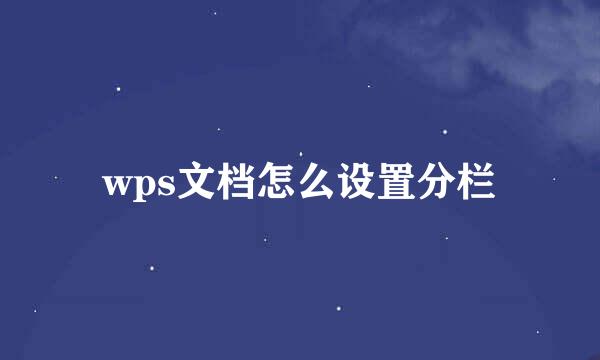 wps文档怎么设置分栏