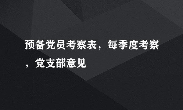 预备党员考察表，每季度考察，党支部意见