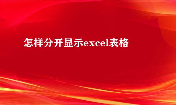 怎样分开显示excel表格
