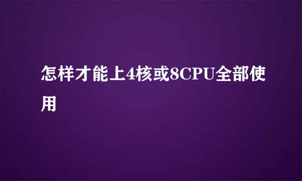 怎样才能上4核或8CPU全部使用