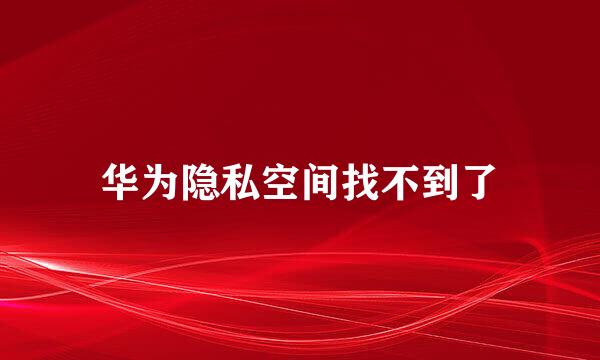 华为隐私空间找不到了