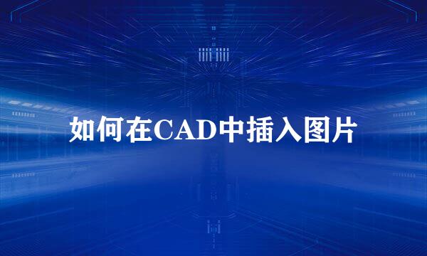 如何在CAD中插入图片