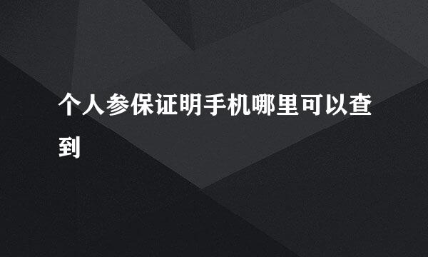 个人参保证明手机哪里可以查到