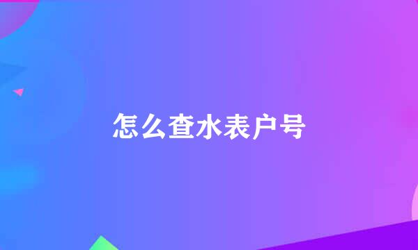 怎么查水表户号