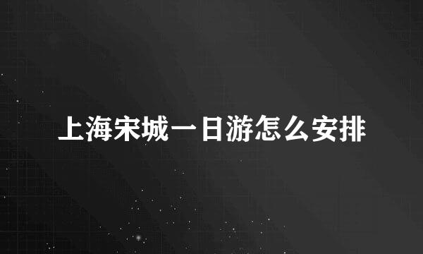 上海宋城一日游怎么安排