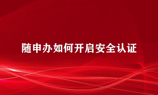 随申办如何开启安全认证