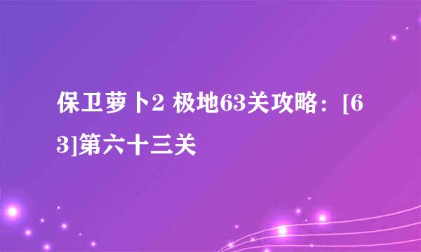 保卫萝卜2 极地63关攻略：[63]第六十三关