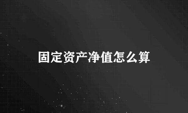 固定资产净值怎么算