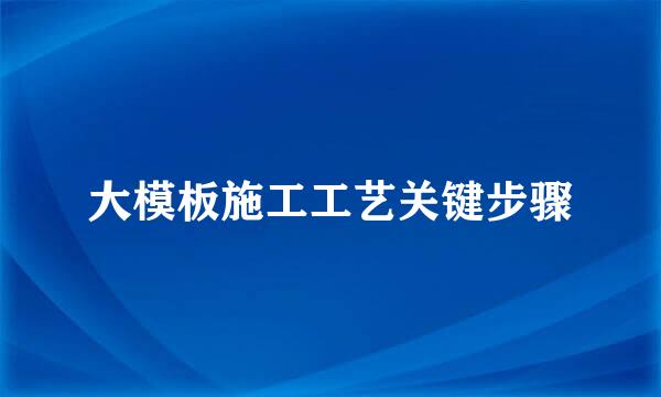 大模板施工工艺关键步骤