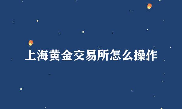 上海黄金交易所怎么操作